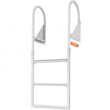 VEVOR Dock Ladder, Flip-Up 3 Steps, 350 lbs Load Capacity, Aluminum Alloy Pontoon Boat Ladder with 2'' Wide Step & Nonslip Rubber Mat, Easy to Install for Ship/Lake/Pool/Marine Boarding