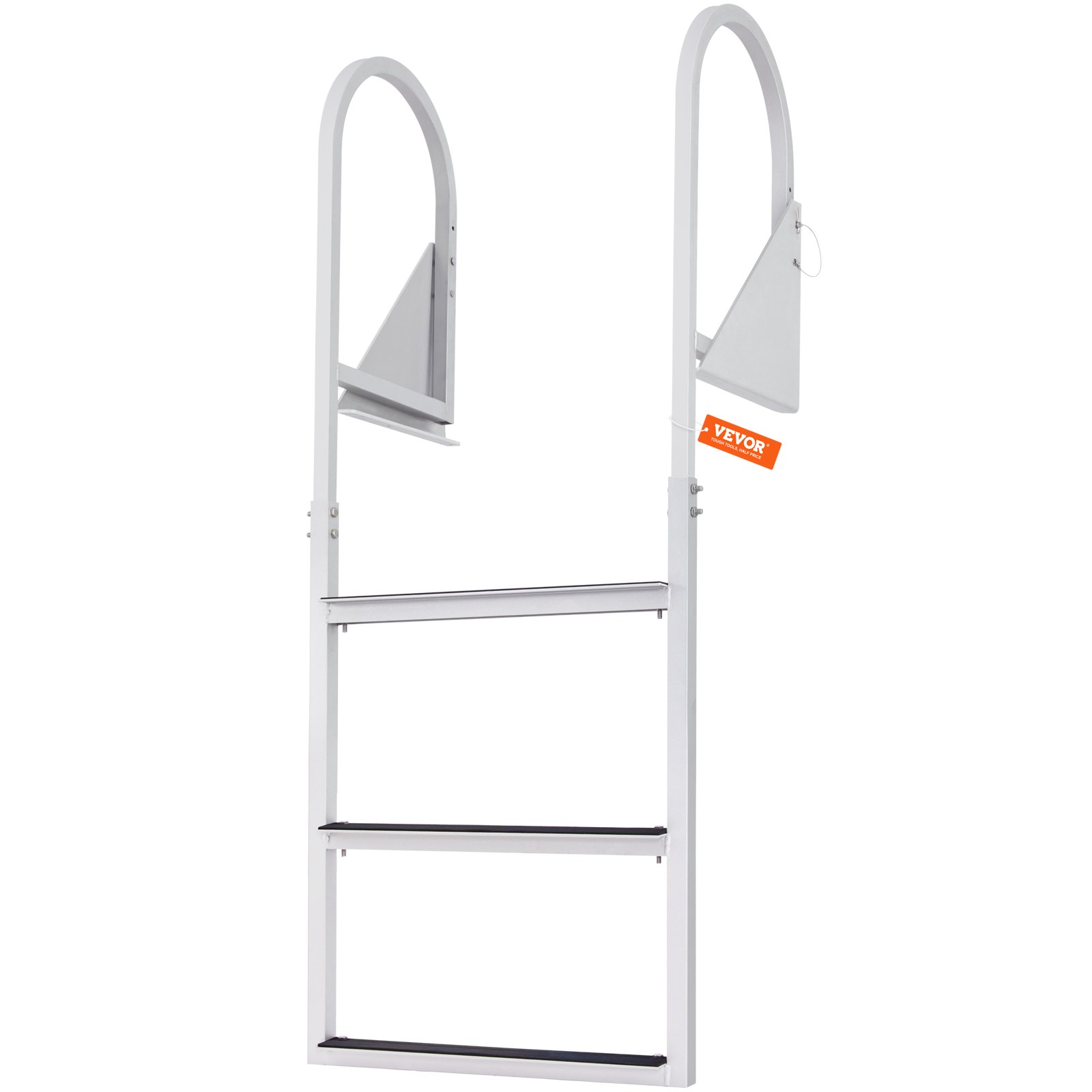 VEVOR Dock-stige, vippebar 3 trin, 350 lbs lastekapacitet, pontonbådstige i aluminiumslegering med 2'' bredt trin og skridsikker gummimåtte, nem at installere til skib/sø/pool/marinebord