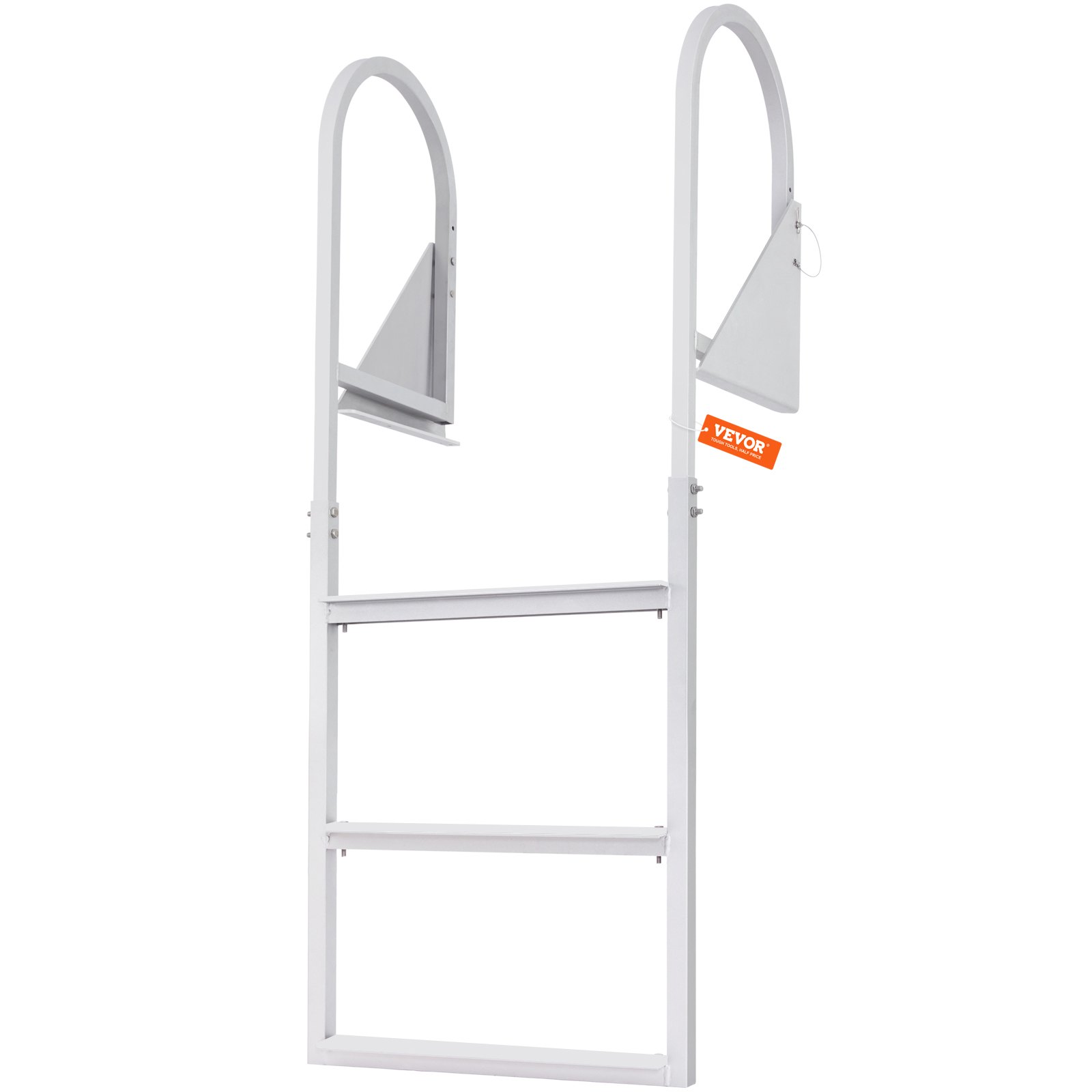 VEVOR Dock Ladder, Flip-Up 3 Steps, 159 kg Load Capacity, Aluminum Alloy Pontoon Boat Ladder with 50.8 mm Wide Step & Nonslip Rubber Mat, Easy to Install for Ship/Lake/Pool/Marine Boarding