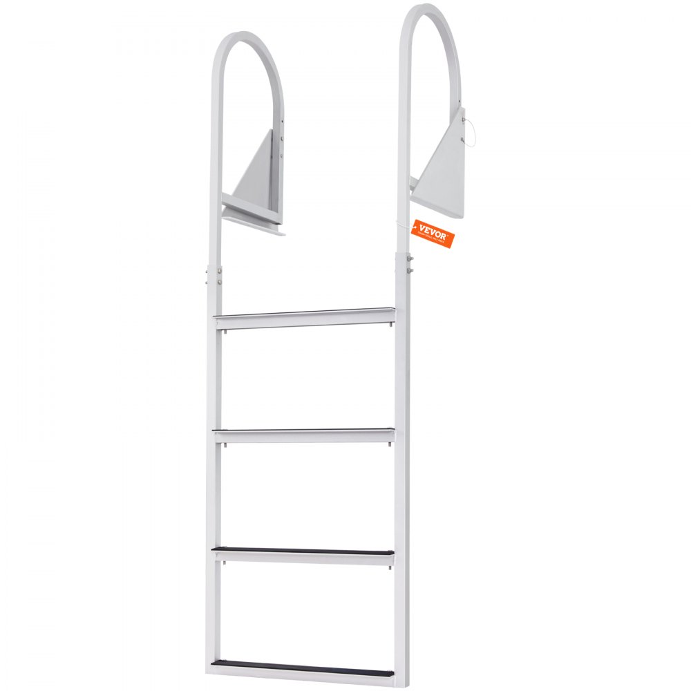 VEVOR Dock Ladder Flip-Up 4 Steps, 350 lbs Load Capacity, Aluminum Alloy Pontoon Boat Ladder with Nonslip Mat, Swimming Ladder for Ship/Lake/Pool/Marine Boarding