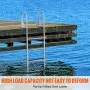 VEVOR Dock Ladder, Flip-Up 4 Steps, 350 lbs Load Capacity, Aluminum Alloy Pontoon Boat Ladder with 2'' Wide Step & Nonslip Rubber Mat, Easy to Install for Ship/Lake/Pool/Marine Boarding