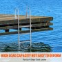 VEVOR Dock Ladder Flip-Up 4 Steps, 350 lbs Load Capacity, Aluminum Alloy Pontoon Boat Ladder with Nonslip Mat, Swimming Ladder for Ship/Lake/Pool/Marine Boarding