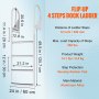 VEVOR Dock Ladder Flip-Up 4 Steps, 350 lbs Load Capacity, Aluminum Alloy Pontoon Boat Ladder with Nonslip Mat, Swimming Ladder for Ship/Lake/Pool/Marine Boarding