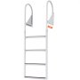 VEVOR Dock Ladder Flip-Up 4 Steps, 350 lbs Load Capacity, Aluminum Alloy Pontoon Boat Ladder with Nonslip Mat, Swimming Ladder for Ship/Lake/Pool/Marine Boarding