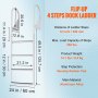 VEVOR Dock Ladder, Flip-Up 4 Steps, 350 lbs Load Capacity, Aluminum Alloy Pontoon Boat Ladder with 2'' Wide Step & Nonslip Rubber Mat, Easy to Install for Ship/Lake/Pool/Marine Boarding