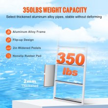 VEVOR Dock Ladder, Flip-Up 4 Steps, 350 lbs Load Capacity, Aluminum Alloy Pontoon Boat Ladder with 2'' Wide Step & Nonslip Rubber Mat, Easy to Install for Ship/Lake/Pool/Marine Boarding