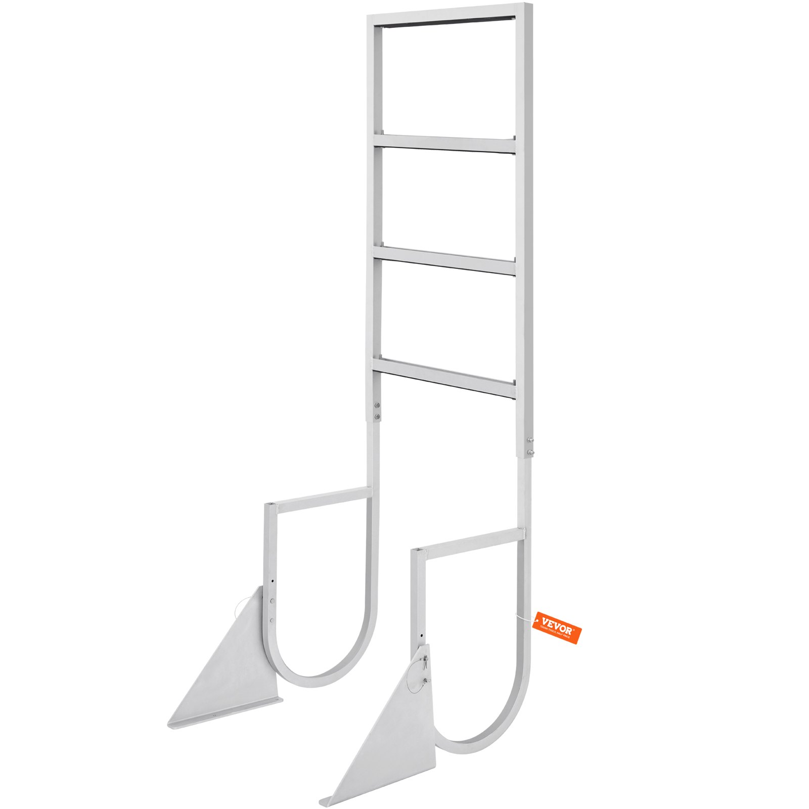 VEVOR Dock Ladder Flip-Up 4 Steps, 350 lbs Load Capacity, Aluminum Alloy Pontoon Boat Ladder with Nonslip Mat, Swimming Ladder for Ship/Lake/Pool/Marine Boarding