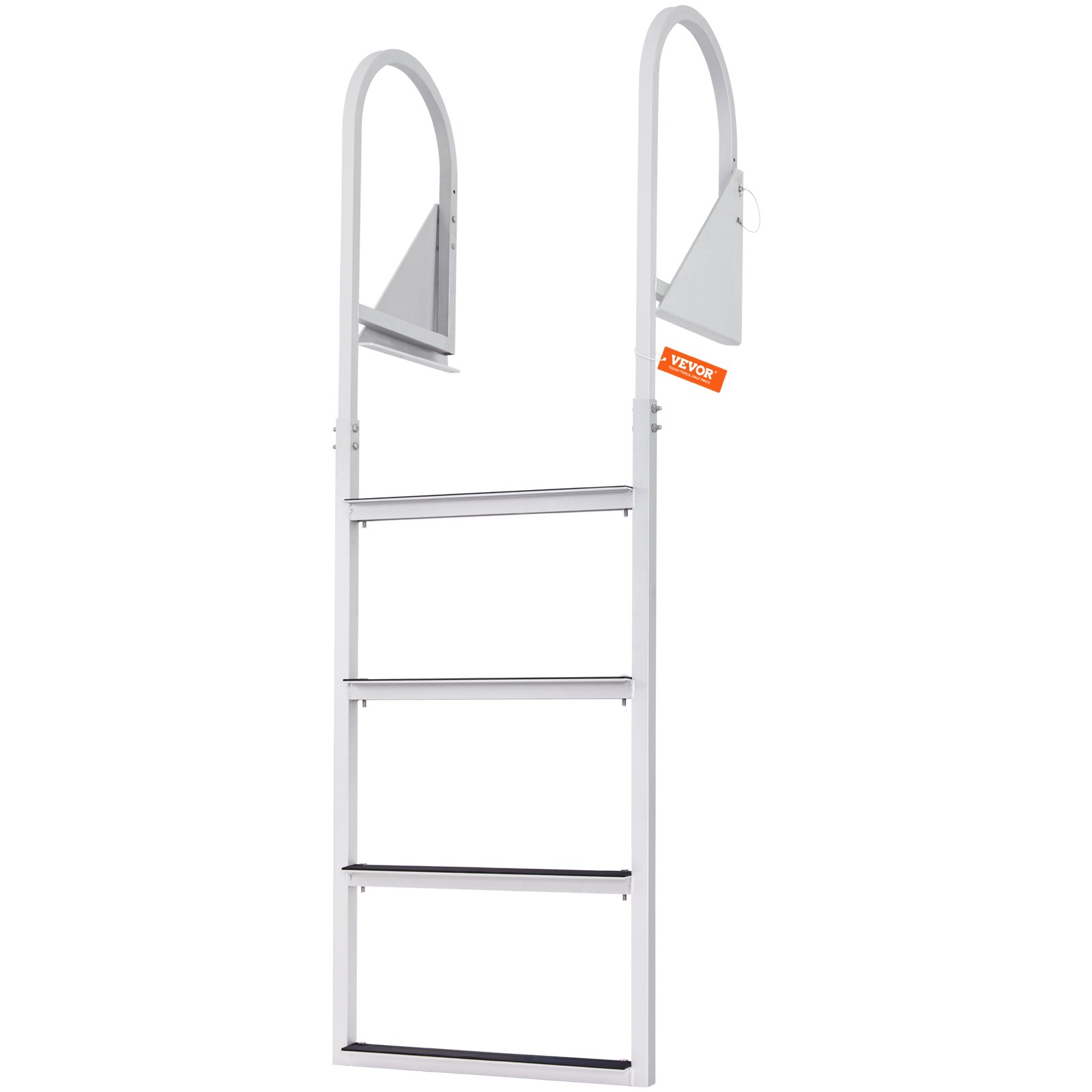 VEVOR Dock Ladder Flip-Up 4 Steps, 350 lbs Load Capacity, Aluminum Alloy Pontoon Boat Ladder with Nonslip Mat, Swimming Ladder for Ship/Lake/Pool/Marine Boarding