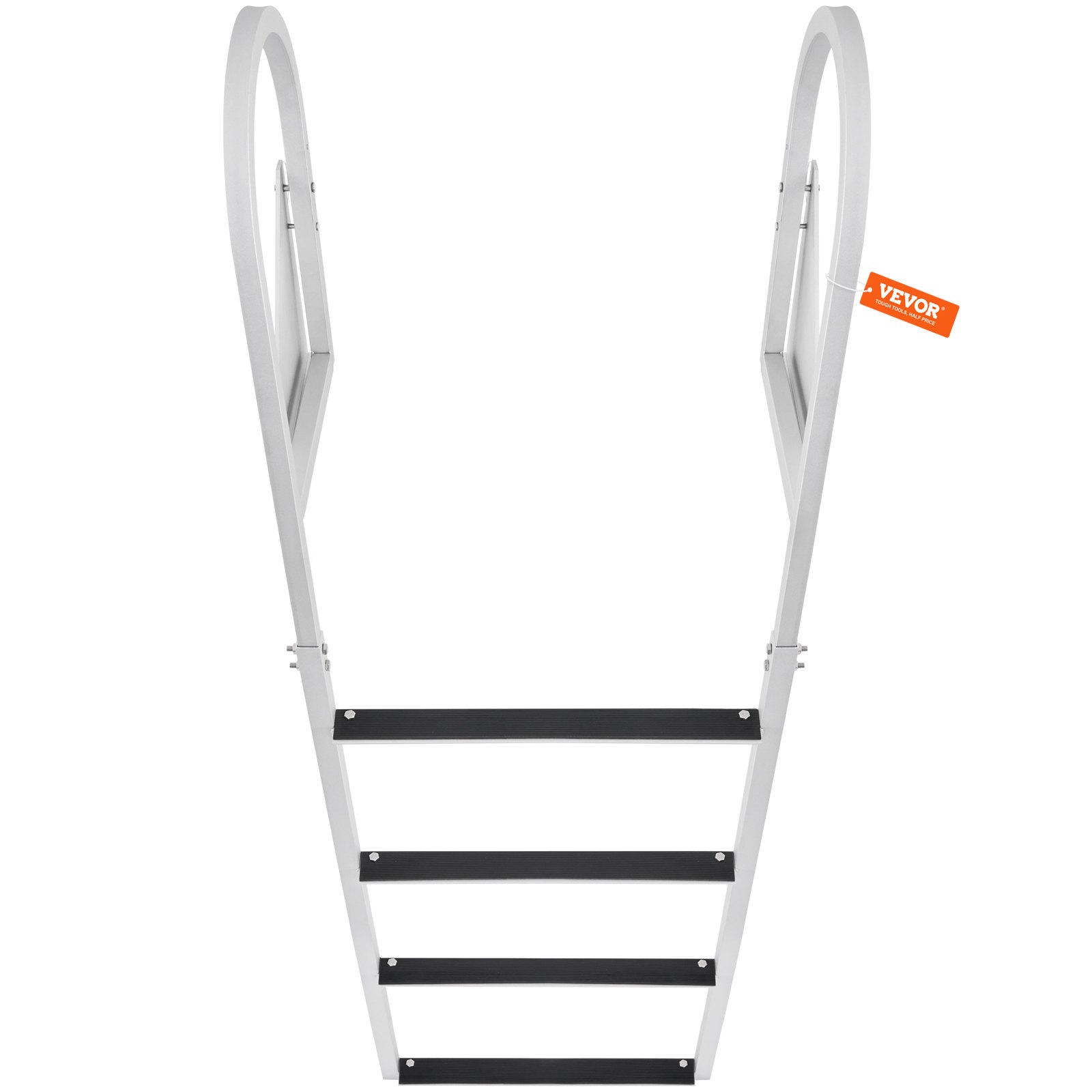 VEVOR Dock Ladder Flip-Up 4 Steps, 350 lbs Load Capacity, Aluminum Alloy Pontoon Boat Ladder with Nonslip Mat, Swimming Ladder for Ship/Lake/Pool/Marine Boarding