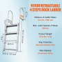 VEVOR Dock Ladder, Retractable 4 Steps, 350 lbs Load Capacity, Aluminum Alloy Pontoon Boat Ladder with 55.1''-67.1'' Adjustable Height, 4'' Wide Step & Rubber Mat, for Ship/Lake/Pool/Marine Boarding