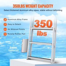 VEVOR Dock Ladder, Retractable 4 Steps, 159 kgs Load Capacity, Aluminum Alloy Pontoon Boat Ladder with 55.1''-67.1'' Adjustable Height, 4'' Wide Step & Rubber Mat, for Ship/Lake/Pool/Marine Boarding