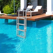 VEVOR Aluminum Dock Ladder Boat Dock Ladder 55.1-67.1in Height Adjustable 4 Step