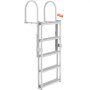 VEVOR Dock Ladder, Retractable 5 Steps, 350 lbs Load Capacity, Aluminum Alloy Pontoon Boat Ladder with 66.9''-78.9'' Adjustable Height, 4'' Wide Step & Rubber Mat, for Ship/Lake/Pool/Marine Boarding