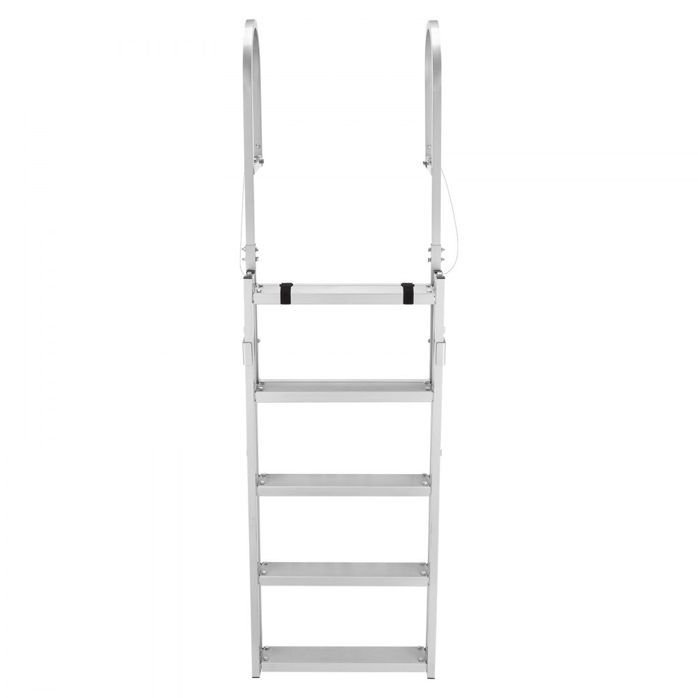 VEVOR Retractable Dock Ladder, 5 Steps, Aluminum Alloy Pontoon Boat Swim Ladder, with Non-Slip Wide Steps, 159 kg Weight Capacity, Adjustable Height, for Lake Swimming, Pool, Boat, Marine Boarding