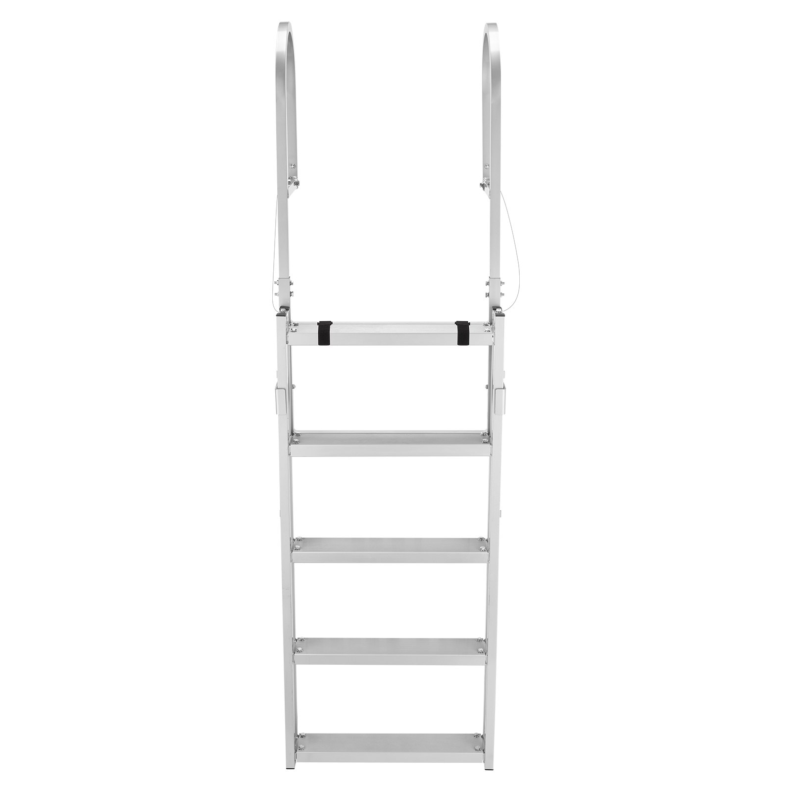 VEVOR Retractable Dock Ladder, 5 Steps, Aluminum Alloy Pontoon Boat Swim Ladder, with Non-Slip Wide Steps, 159 kg Weight Capacity, Adjustable Height, for Lake Swimming, Pool, Boat, Marine Boarding