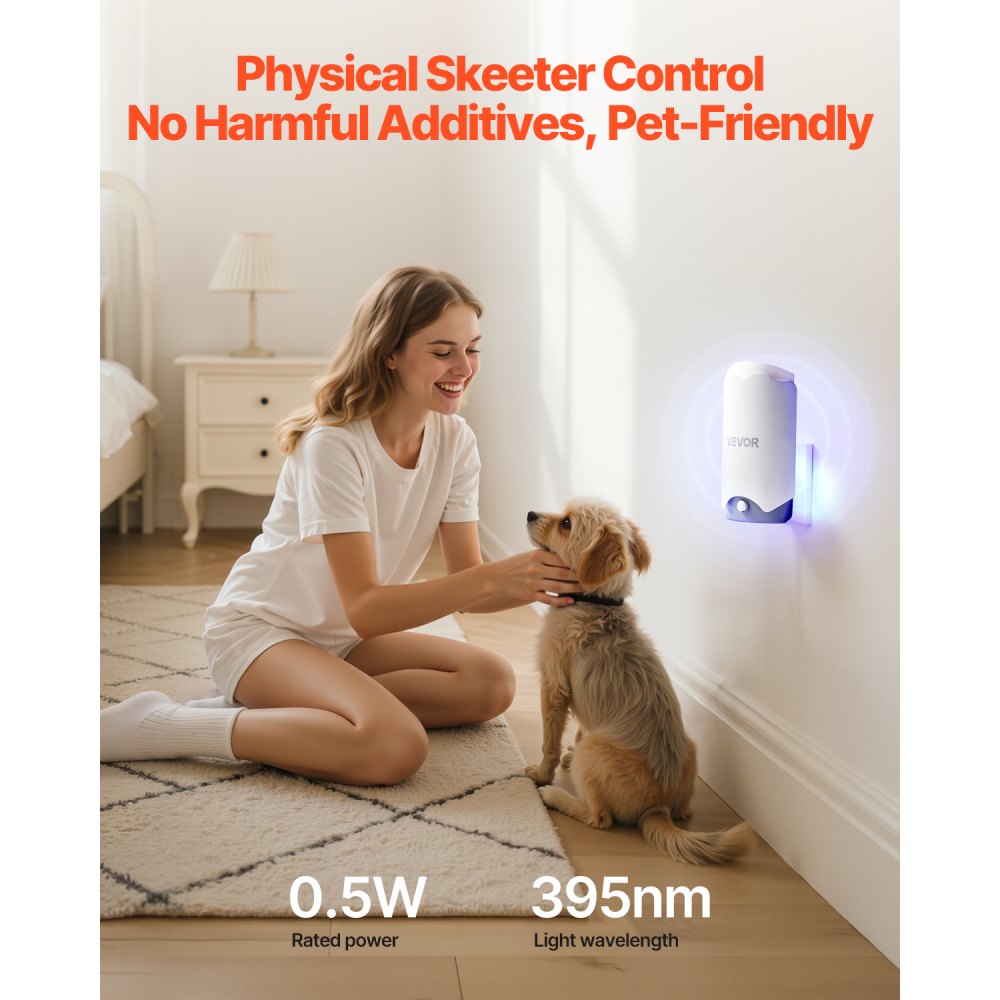 VEVOR Fly Trap, Plug-in Gnat Killer, Plug and Play Indoor Skeeter Zapper with Blue-Violet Light & 10 Sticky Glue Boards, Flying Gnat Catcher for Catching Gnats, Flies, Moths, Fruit Flies in Any Room
