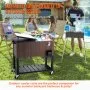 VEVOR Rolling Ice Chest Cooler Cart 80 Quart, Portable Bar Drink Cooler, Beverage Bar Stand Up Cooler with Wheels, Bottle Opener, Handles for Patio Backyard Party Pool, Wooden Teak Accent, Brown