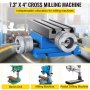 VEVOR milling machine work table with measurements and compatible drill types.