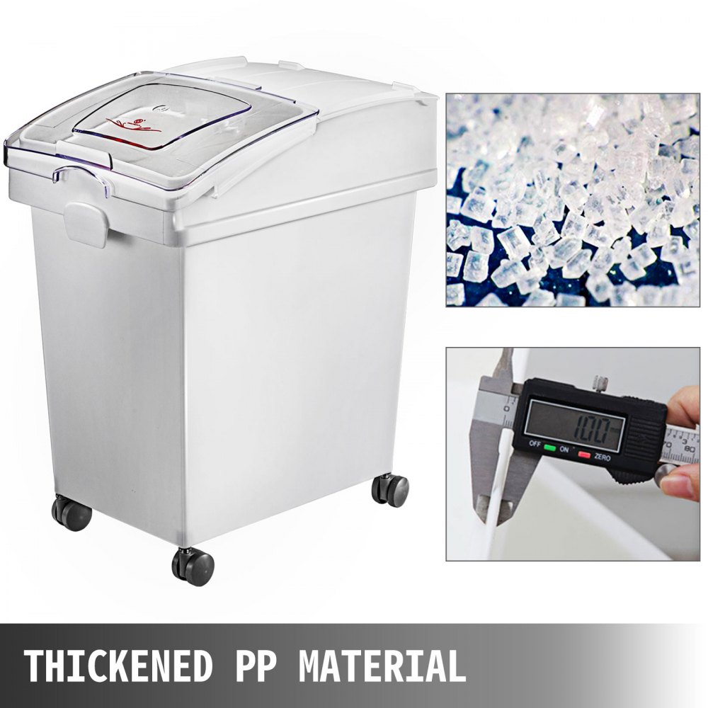 VEVOR Rice Storage Container, 6.6Gallon/25L x3 Capacity Large Dog Food Dispenser Bin, Kitchen Ingredient Grain Cereal Flour Bin, Pet food Containers with Wheels, 3 Scoops,  and Airtight Lid, 3 Pack