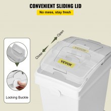 VEVOR Ingredient Bin, 5.5 Gallons Capacity Ingredient Storage Bin, PP Material Flour Bins On Wheels, White Shelf Ingredient Bin with Scoop and Sliding Lid, Commercial Storage Bins, 3 Pcs/Set