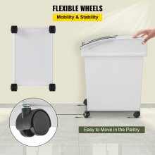 VEVOR Ingredient Bin, 5.5 Gallons Capacity Ingredient Storage Bin, PP Material Flour Bins On Wheels, White Shelf Ingredient Bin with Scoop and Sliding Lid, Commercial Storage Bins, 3 Pcs/Set