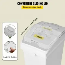 VEVOR Ingredient Bin, 5.2 Gallons Capacity Ingredient Storage Bin, 3 Pcs/Set, PP Material Flour Bins On Wheels, White Shelf Ingredient Bin with Scoop and Sliding Lid, Commercial Storage Bins