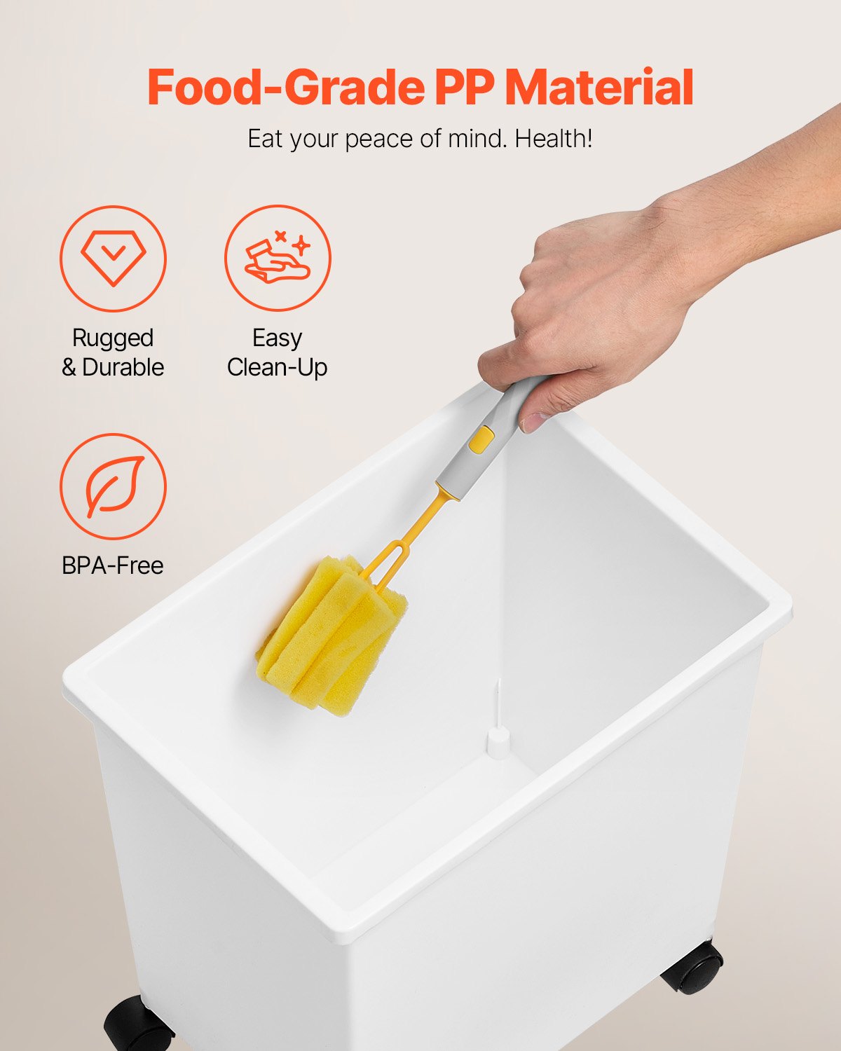 VEVOR Rice Storage Container, 6.6Gallon/25L x3 Capacity Large Dog Food Dispenser Bin, Kitchen Ingredient Grain Cereal Flour Bin, Pet food Containers with Wheels, 3 Scoops,  and Airtight Lid, 3 Pack