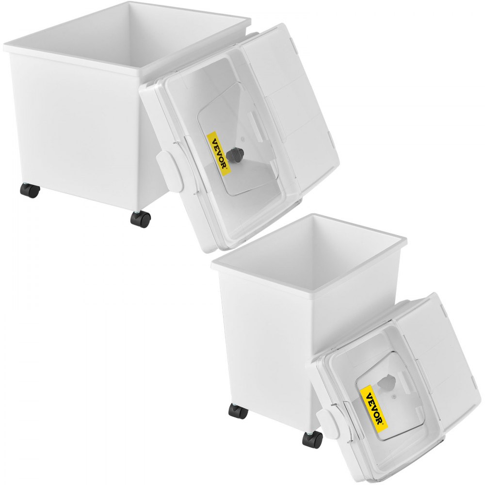 VEVOR Ingredient Bin, 8.8 Gallon and 5.5 Gallon Capacity Ingredient Storage Bin, PP Material Flour Bins On Wheels, White Shelf Ingredient Bin with Scoop, Commercial Storage Bins, 4 Pcs/Set