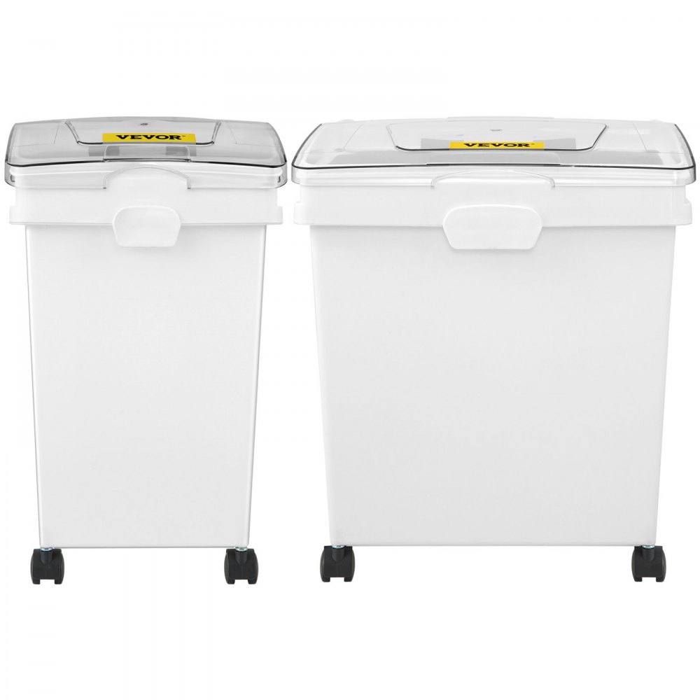 VEVOR Ingredient Bin, 8.8 Gallon and 5.5 Gallon Capacity Ingredient Storage Bin, PP Material Flour Bins On Wheels, White Shelf Ingredient Bin with Scoop, Commercial Storage Bins, 2 Pcs/Set