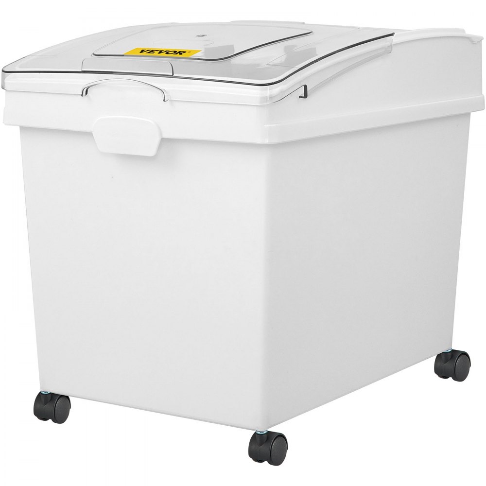 VEVOR Ingredient Bin, 8.8 Gallons Capacity Ingredient Storage Bin, PP Material Flour Bins On Wheels, White Shelf Ingredient Bin with Scoop and Sliding Lid, Commercial Storage Bins, 2 Pcs/Set
