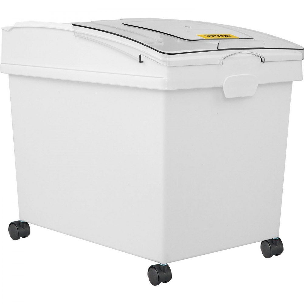 VEVOR Ingredient Bin, 8.8 Gallons Capacity Ingredient Storage Bin, PP Material Flour Bins On Wheels, White Shelf Ingredient Bin with Scoop and Sliding Lid, Commercial Storage Bins, 2 Pcs/Set