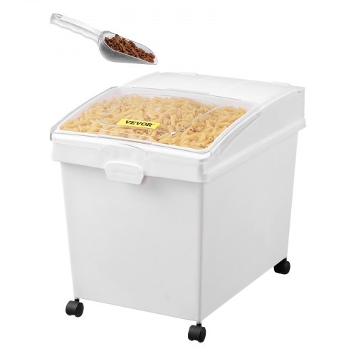 VEVOR Ingredient Bin, 10.5 Gallons Capacity Ingredient Storage Bin, PP Material Flour Bins On Wheels, White Shelf Ingredient Bin with Scoop and Sliding Lid, Commercial Storage Bins 3 Pcs/Set