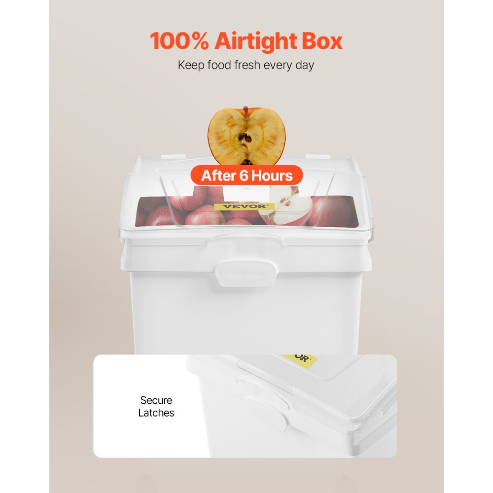 VEVOR Ingredient Bin, 33.3 L Capacity Ingredient Storage Bin, PP Material Flour Bins On Wheels, White Shelf Ingredient Bin with Scoop and Sliding Lid, Commercial Storage Bins, 3 Pcs/Set