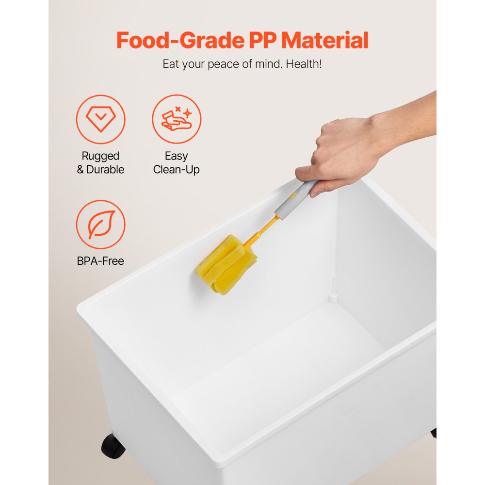 VEVOR Ingredient Bin, 33.3 L Capacity Ingredient Storage Bin, PP Material Flour Bins On Wheels, White Shelf Ingredient Bin with Scoop and Sliding Lid, Commercial Storage Bins, 3 Pcs/Set