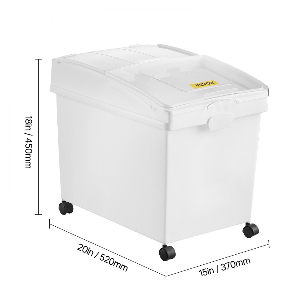 VEVOR Rice Storage Container, 10.5Gallon/40L x3 Capacity Large Dog Food Dispenser Bin, Kitchen Ingredient Grain Cereal Flour Bin, Pet food Containers with Wheels, 3 Scoops, and Airtight Lid, 3 Pack