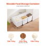 VEVOR Ingredient Bin, 10.5 Gallons Capacity Ingredient Storage Bin, PP Material Flour Bins On Wheels, White Shelf Ingredient Bin with Scoop and Sliding Lid, Commercial Storage Bins 3 Pcs/Set