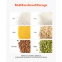 VEVOR Ingredient Bin, 33.3 L Capacity Ingredient Storage Bin, PP Material Flour Bins On Wheels, White Shelf Ingredient Bin with Scoop and Sliding Lid, Commercial Storage Bins, 3 Pcs/Set