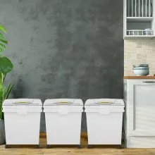 VEVOR Ingredient Bin, 8.8 Gallons Capacity Ingredient Storage Bin, PP Material Flour Bins On Wheels, White Shelf Ingredient Bin with Scoop and Sliding Lid, Commercial Storage Bins, 3 Pcs/Set