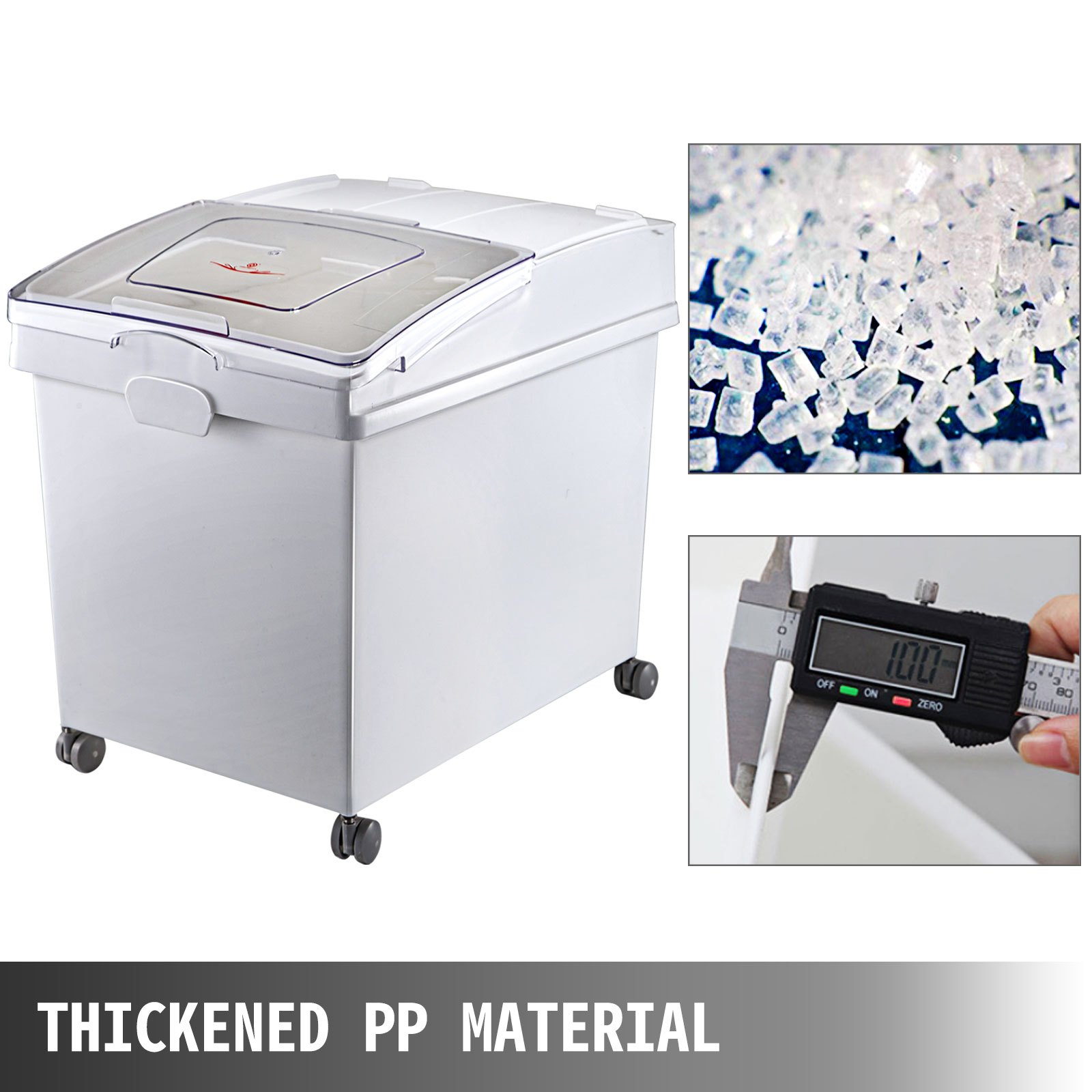 VEVOR Rice Storage Container, 10.5Gallon/40L x3 Capacity Large Dog Food Dispenser Bin, Kitchen Ingredient Grain Cereal Flour Bin, Pet food Containers with Wheels, 3 Scoops, and Airtight Lid, 3 Pack