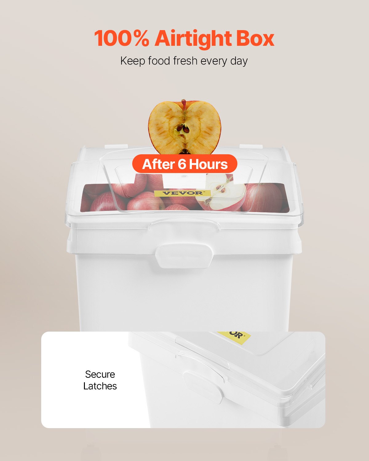 VEVOR Ingredient Bin, 33.3 L Capacity Ingredient Storage Bin, PP Material Flour Bins On Wheels, White Shelf Ingredient Bin with Scoop and Sliding Lid, Commercial Storage Bins, 3 Pcs/Set