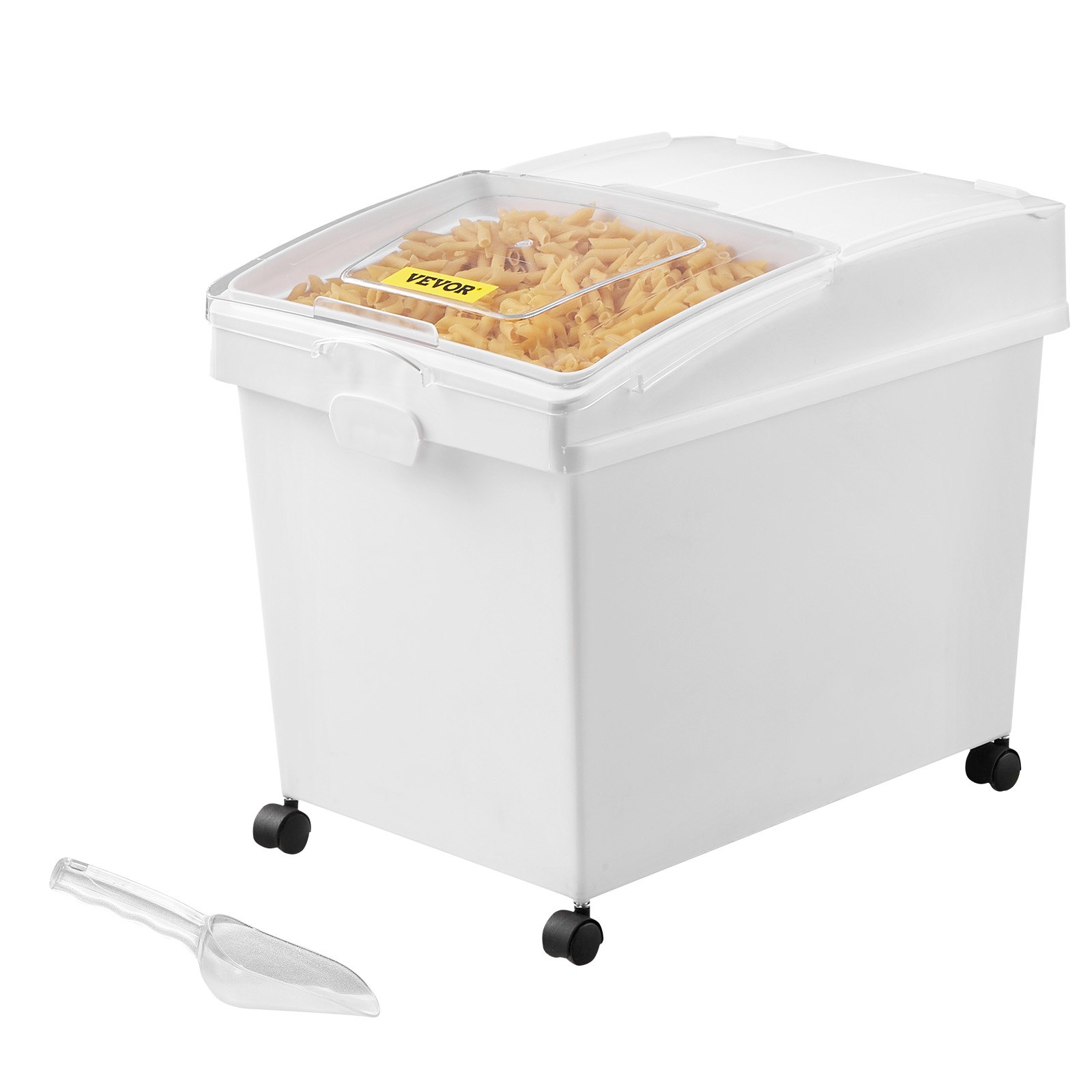VEVOR Ingredient Bin, 33.3 L Capacity Ingredient Storage Bin, PP Material Flour Bins On Wheels, White Shelf Ingredient Bin with Scoop and Sliding Lid, Commercial Storage Bins, 3 Pcs/Set