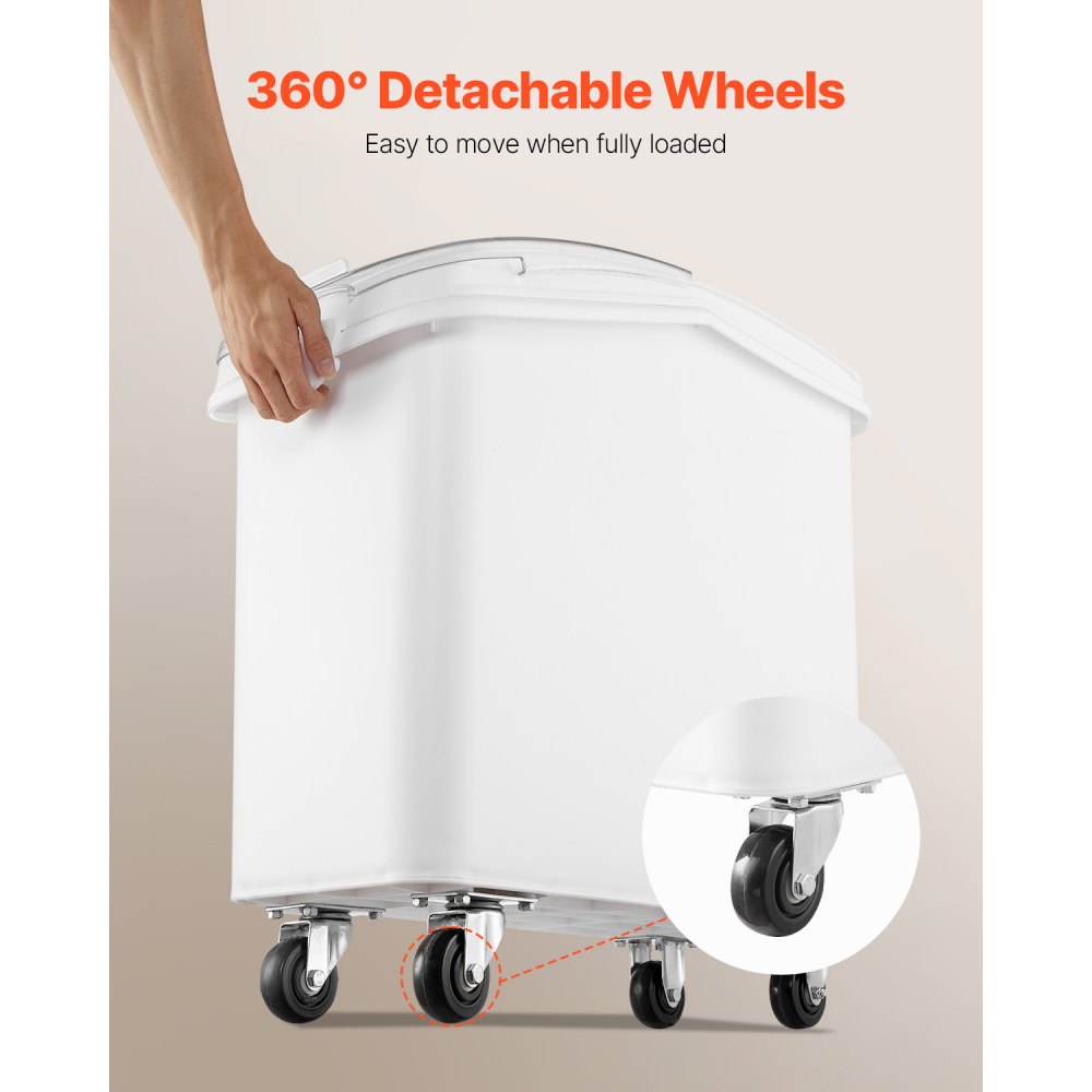VEVOR Rice Storage Container, 21Gallon/80L Capacity Large Dog Food Dispenser Bin, Kitchen Ingredient Grain Cereal Flour Bin, Pet food Containers with Wheels, Scoop, and Airtight Lid, 1 Pack