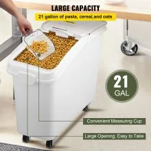 VEVOR 21 Gallon Ingredient Bin with Scoop 400 Cup Ingredient Bin with Sliding Lid Commercial Food Storage for Kitchen
