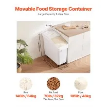 VEVOR 21 Gallon Ingredient Bin with Scoop 400 Cup Ingredient Bin with Sliding Lid Commercial Food Storage for Kitchen