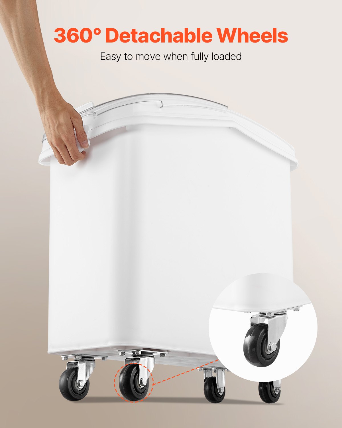 VEVOR Rice Storage Container, 21Gallon/80L Capacity Large Dog Food Dispenser Bin, Kitchen Ingredient Grain Cereal Flour Bin, Pet food Containers with Wheels, Scoop, and Airtight Lid, 1 Pack