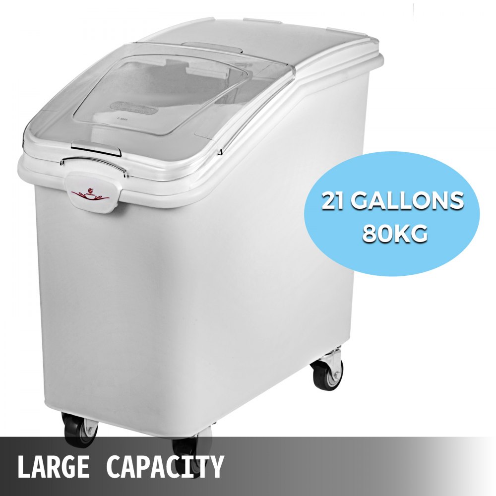 VEVOR 2x Ingredient Bin With Casters 21 Gallon Food Safe Restaurant Kitchen Flour Bins