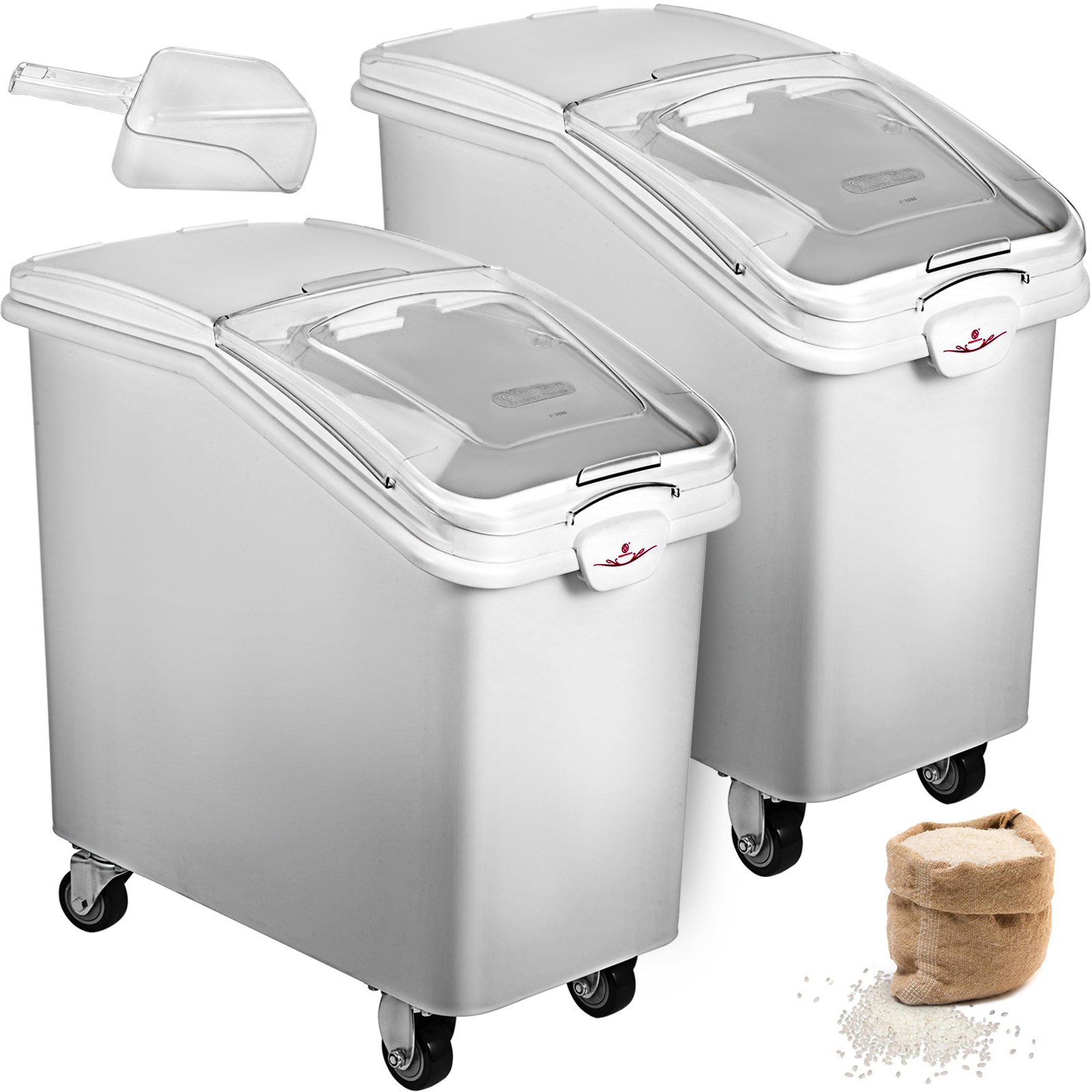 VEVOR 2x Ingredient Bin With Casters 21 Gallon Food Safe Restaurant Kitchen Flour Bins