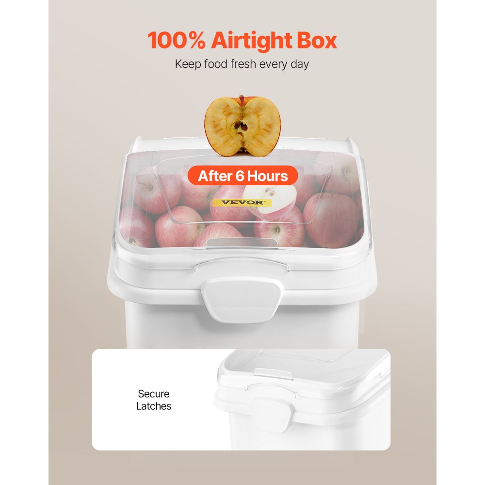 Ingredient Bin with Casters Scoop Lid 100 L White Plastic 4 Wheels Flour bin