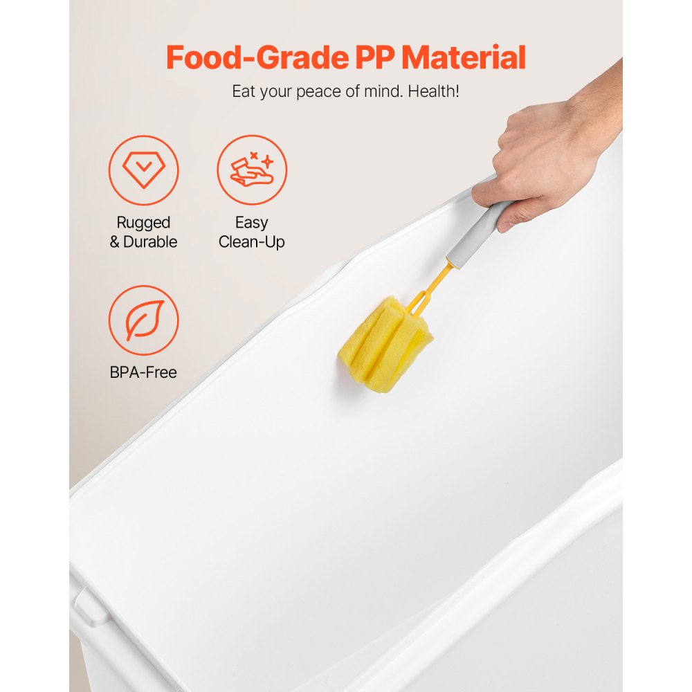 Ingredient Bin with Casters Scoop Lid 100 L White Plastic 4 Wheels Flour bin