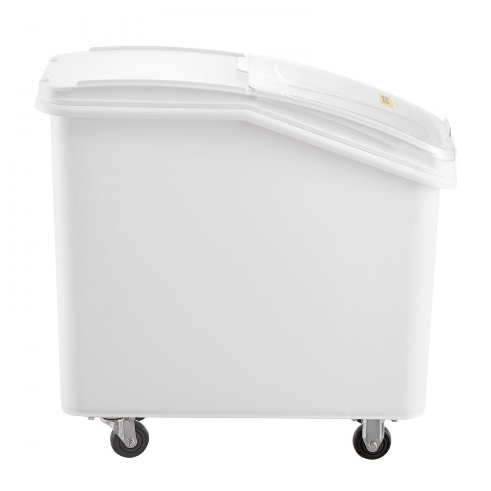 Ingredient Bin with Casters Scoop Lid 100 L White Plastic 4 Wheels Flour bin